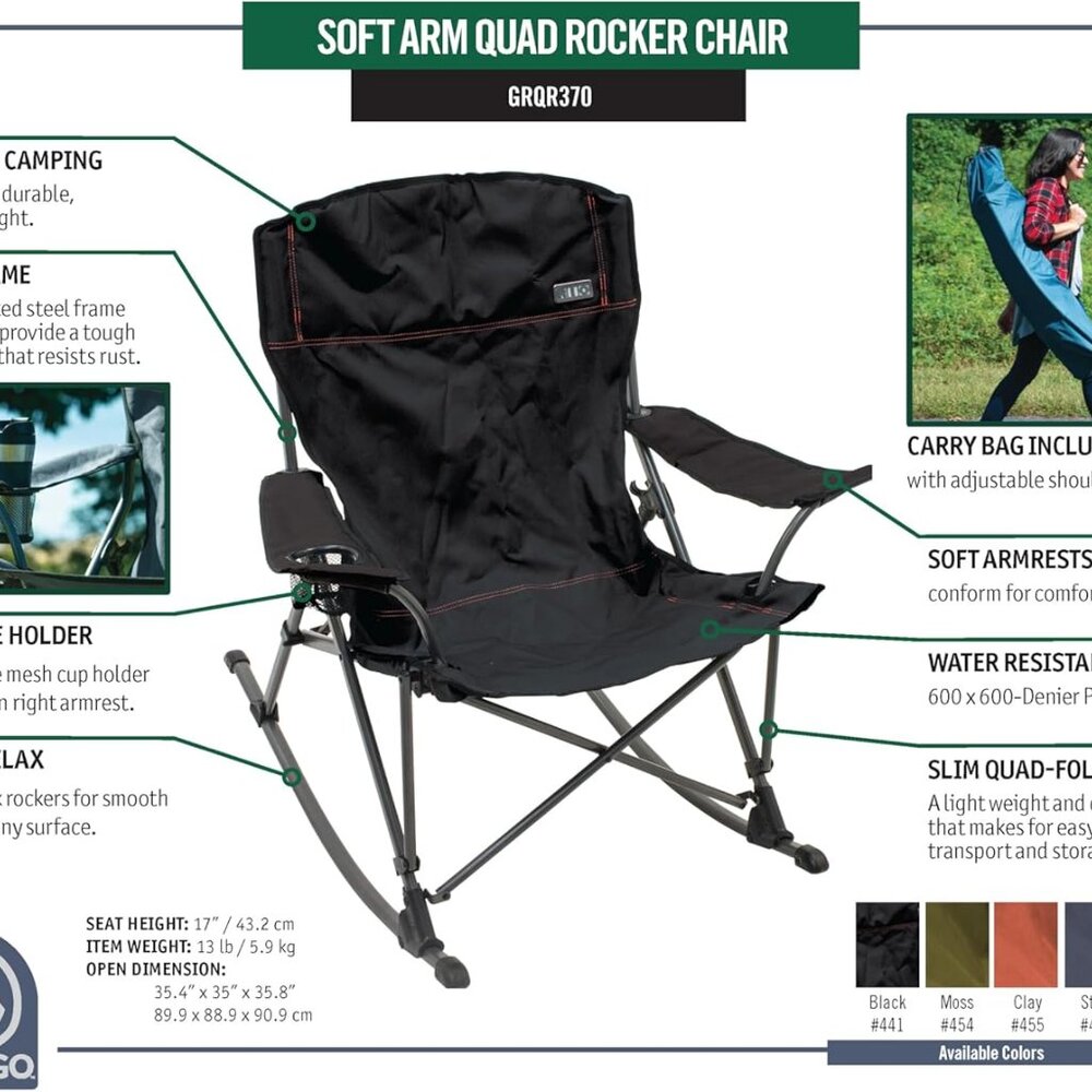 CAMP&GO Quad Rocker Outdoor Folding Rocking Chair - Picture 8 of 8